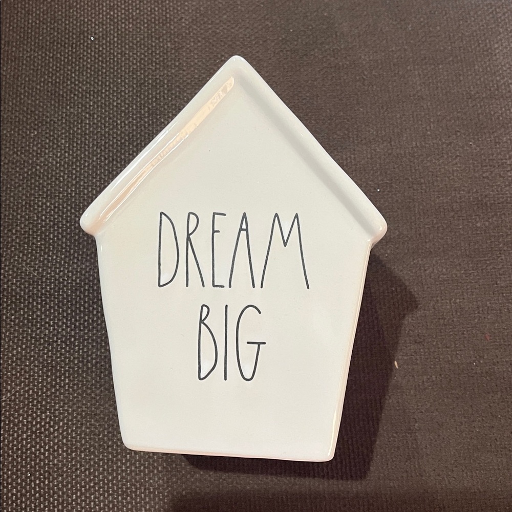 Rae Dunn White Ceramic House-Shaped Decor with 'Dream Big' Text